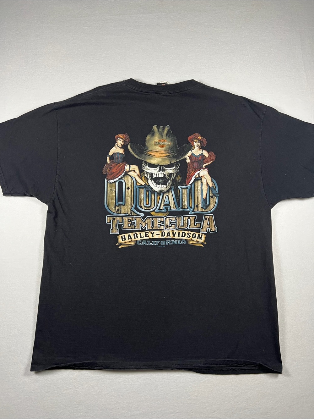 Harley Davidson Quaid Temecula California Cowboy Skull Biker Shirt Men Size XL